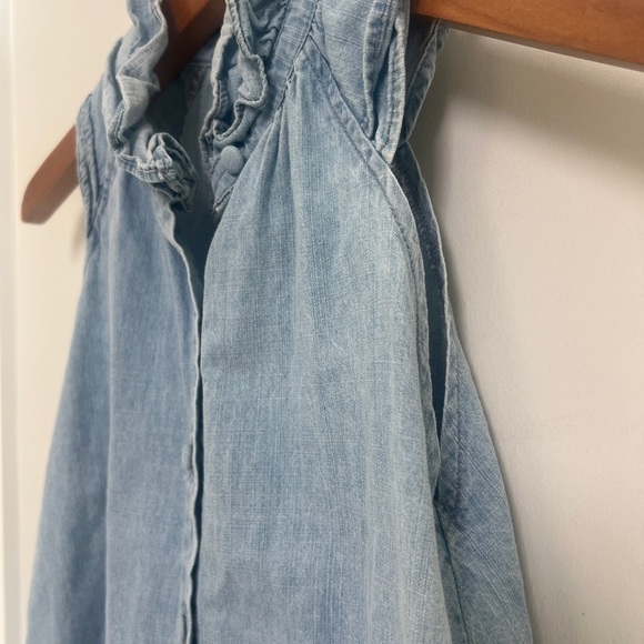 Mazik Denim Ruffle Neck Top - Picture 2 of 6